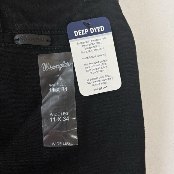 Wrangler Retro Mae Mid Rise Stretch Wide Leg Jeans Black - Picture 8 of 10